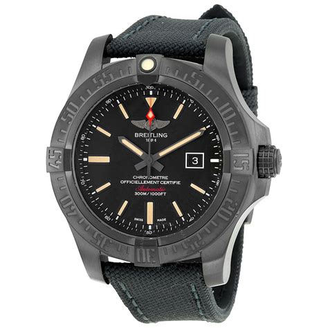 breitling avenger blackbird watch with black dial & military strap|Breitling Avenger blackbird retail.